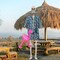 3 Pcs Hawaiian 12 ft Giant Skeleton Costume Accessories Set Includes Tropical Print Vest Shirt Shorts and Inflatable Flamingo